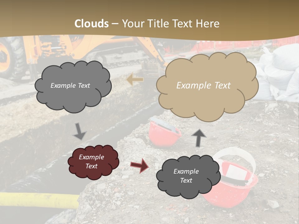 A Construction Site With Construction Equipment On The Ground PowerPoint Template