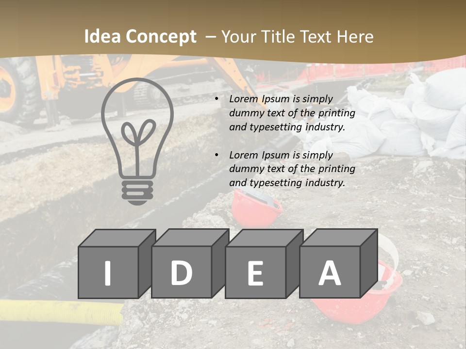 A Construction Site With Construction Equipment On The Ground PowerPoint Template