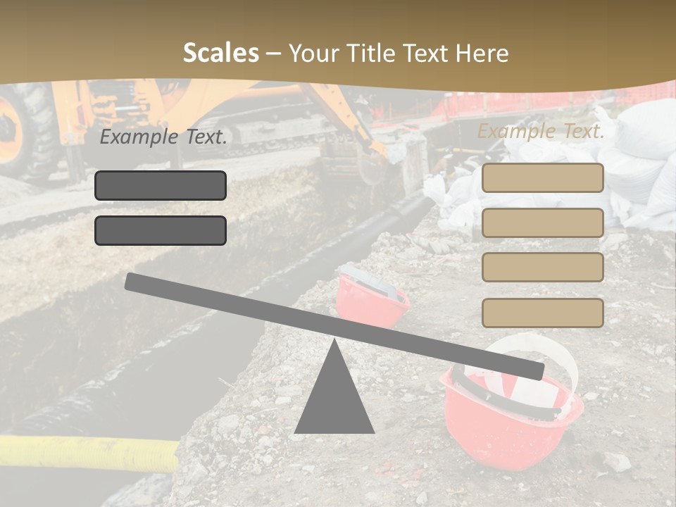 A Construction Site With Construction Equipment On The Ground PowerPoint Template