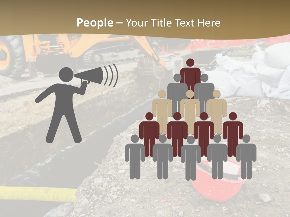 A Construction Site With Construction Equipment On The Ground PowerPoint Template