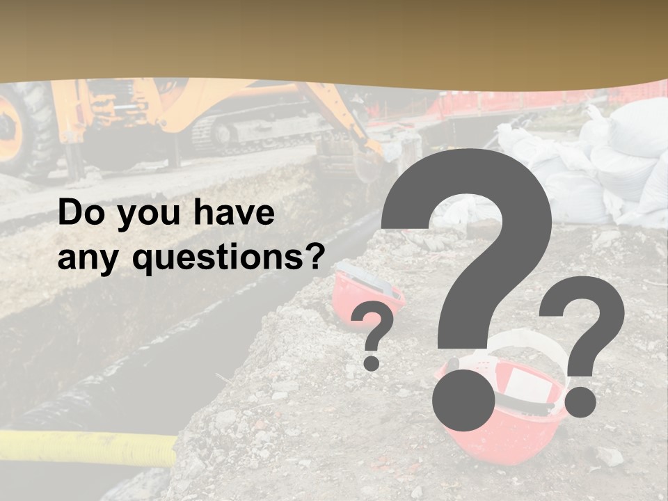 A Construction Site With Construction Equipment On The Ground PowerPoint Template