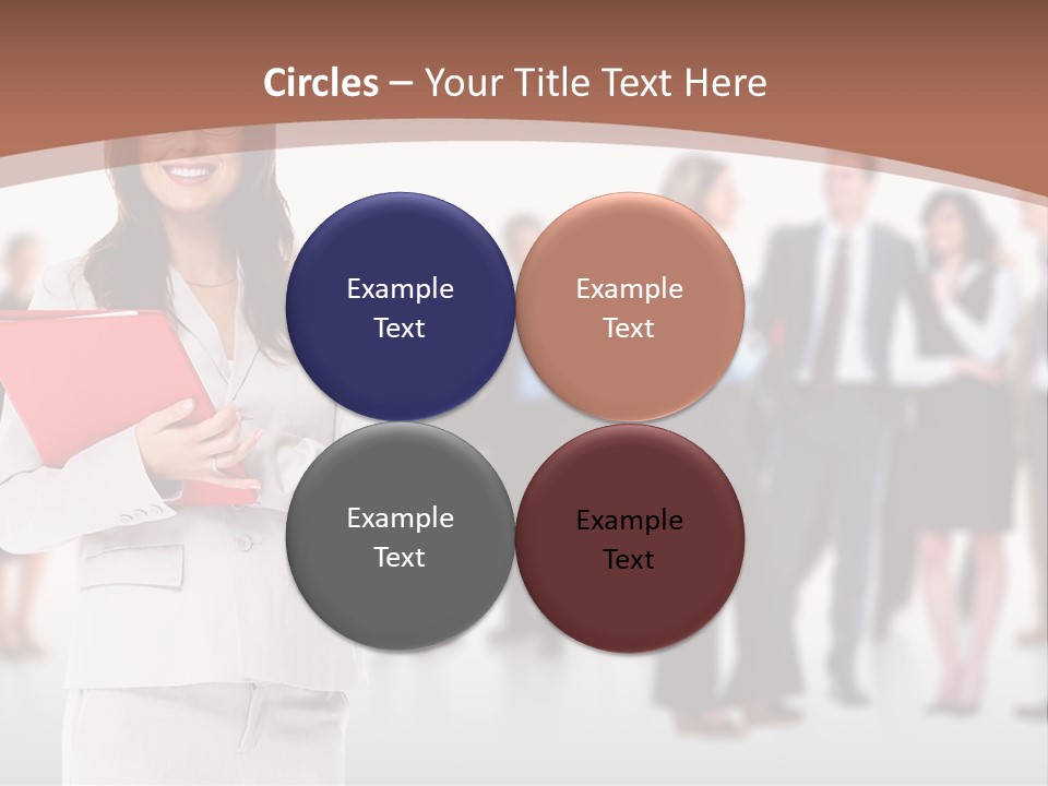 A Woman Holding A Red Folder In Front Of A Group Of People PowerPoint Template