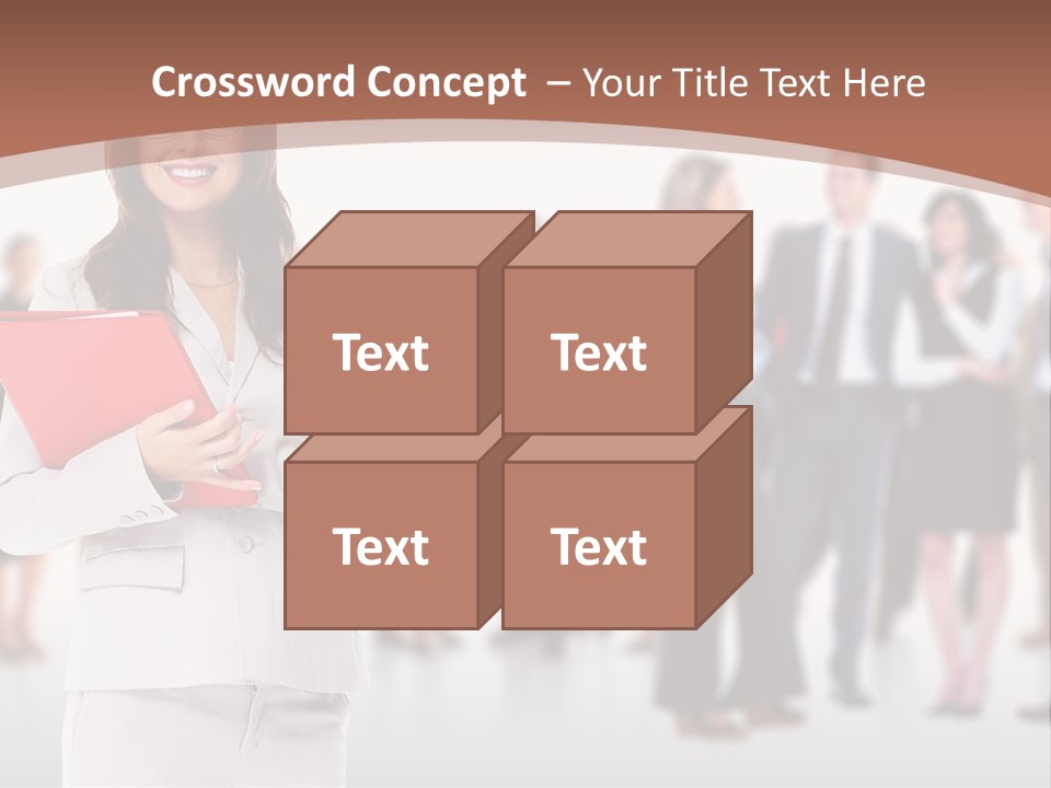 A Woman Holding A Red Folder In Front Of A Group Of People PowerPoint Template