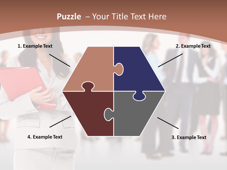 A Woman Holding A Red Folder In Front Of A Group Of People PowerPoint Template