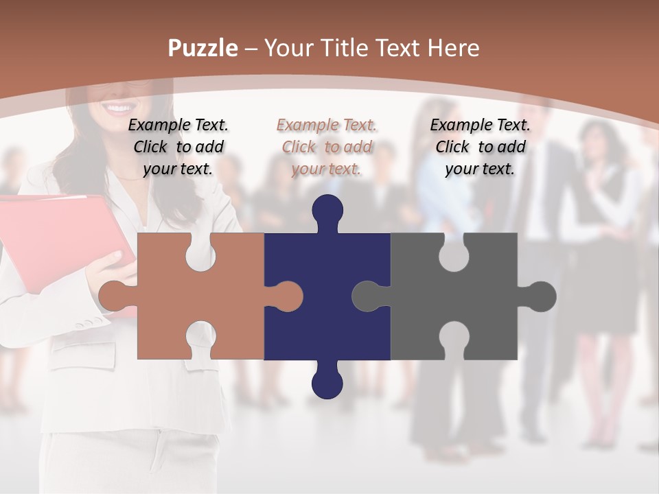 A Woman Holding A Red Folder In Front Of A Group Of People PowerPoint Template