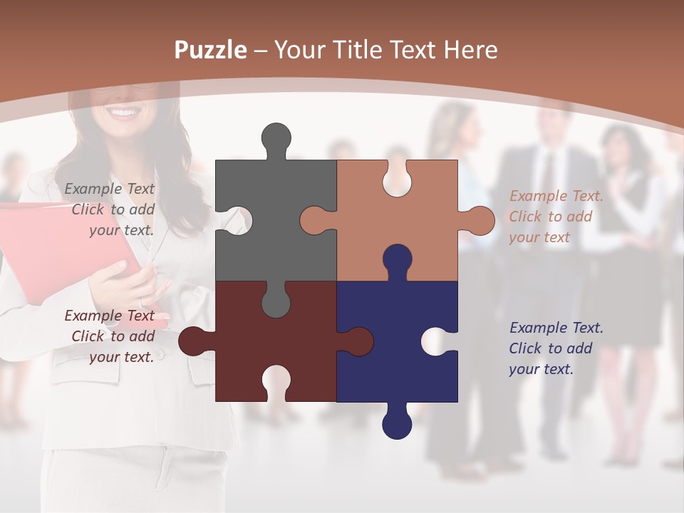 A Woman Holding A Red Folder In Front Of A Group Of People PowerPoint Template