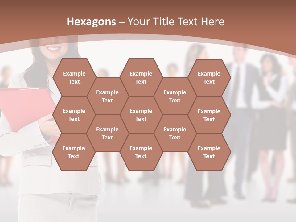 A Woman Holding A Red Folder In Front Of A Group Of People PowerPoint Template