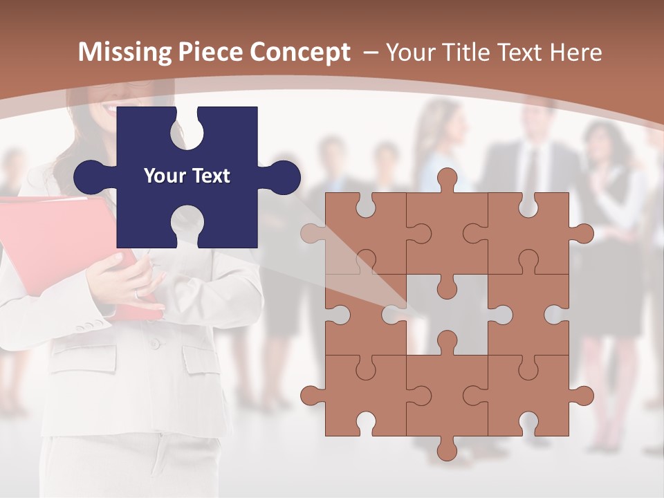 A Woman Holding A Red Folder In Front Of A Group Of People PowerPoint Template