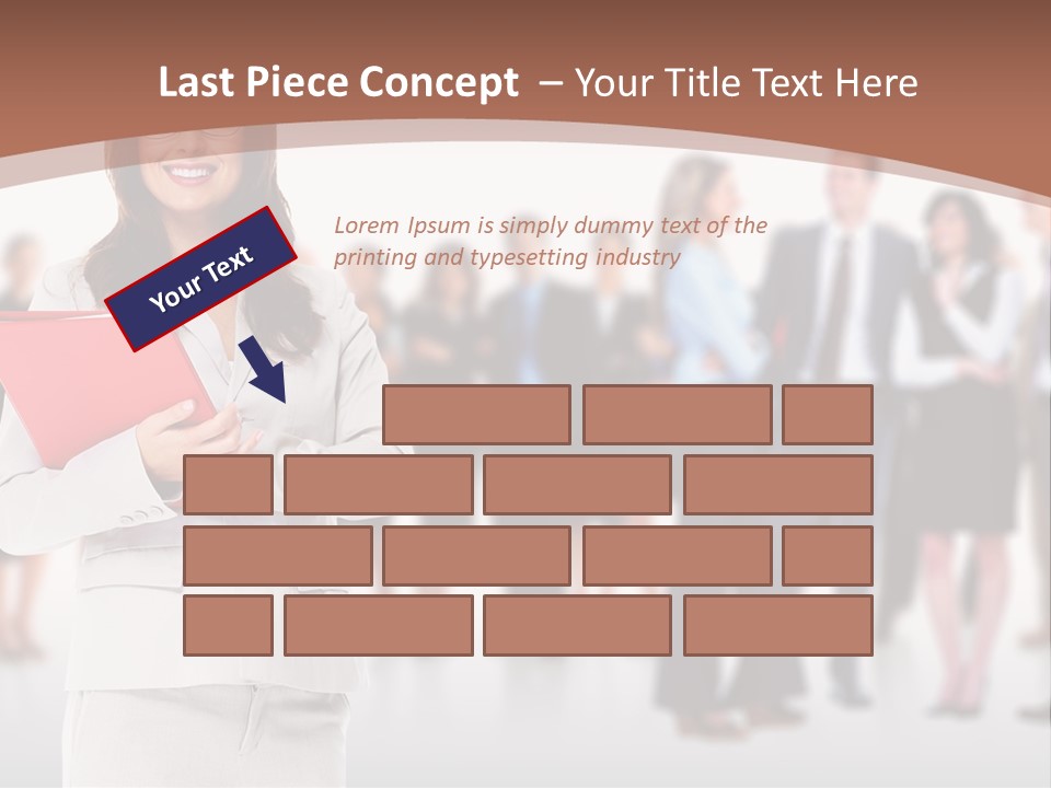 A Woman Holding A Red Folder In Front Of A Group Of People PowerPoint Template