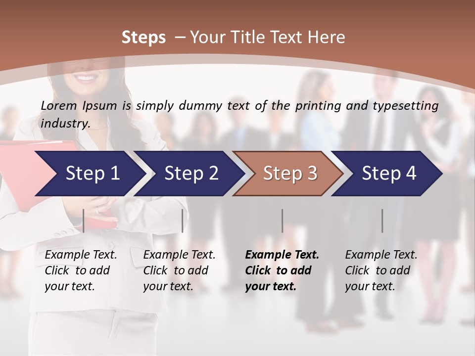 A Woman Holding A Red Folder In Front Of A Group Of People PowerPoint Template