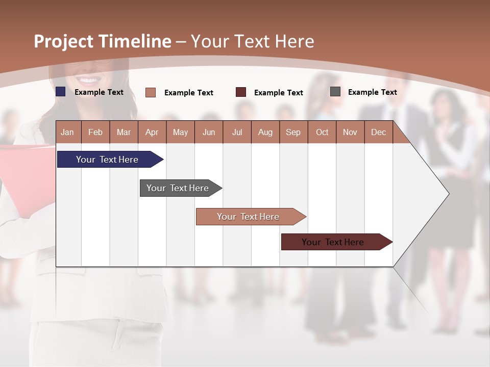 A Woman Holding A Red Folder In Front Of A Group Of People PowerPoint Template