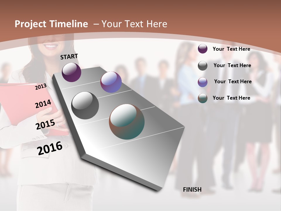 A Woman Holding A Red Folder In Front Of A Group Of People PowerPoint Template