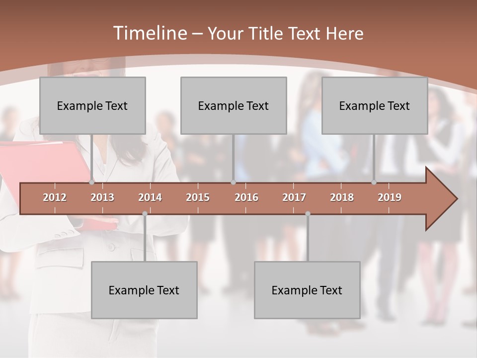 A Woman Holding A Red Folder In Front Of A Group Of People PowerPoint Template