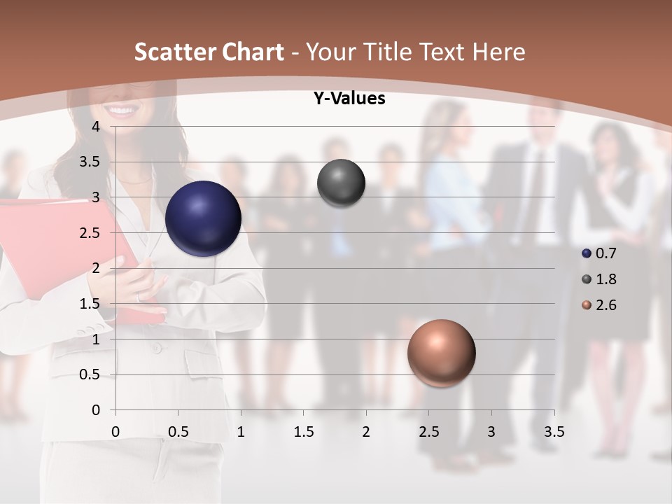 A Woman Holding A Red Folder In Front Of A Group Of People PowerPoint Template