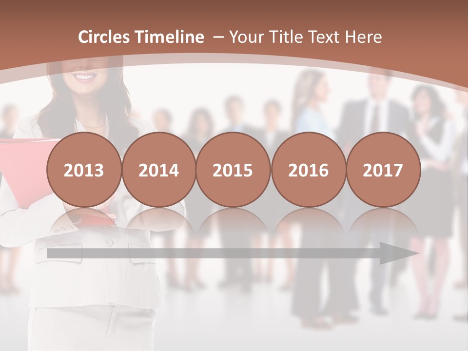 A Woman Holding A Red Folder In Front Of A Group Of People PowerPoint Template