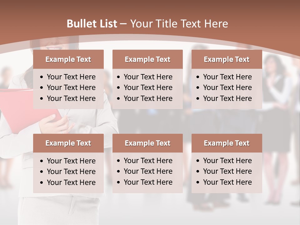 A Woman Holding A Red Folder In Front Of A Group Of People PowerPoint Template