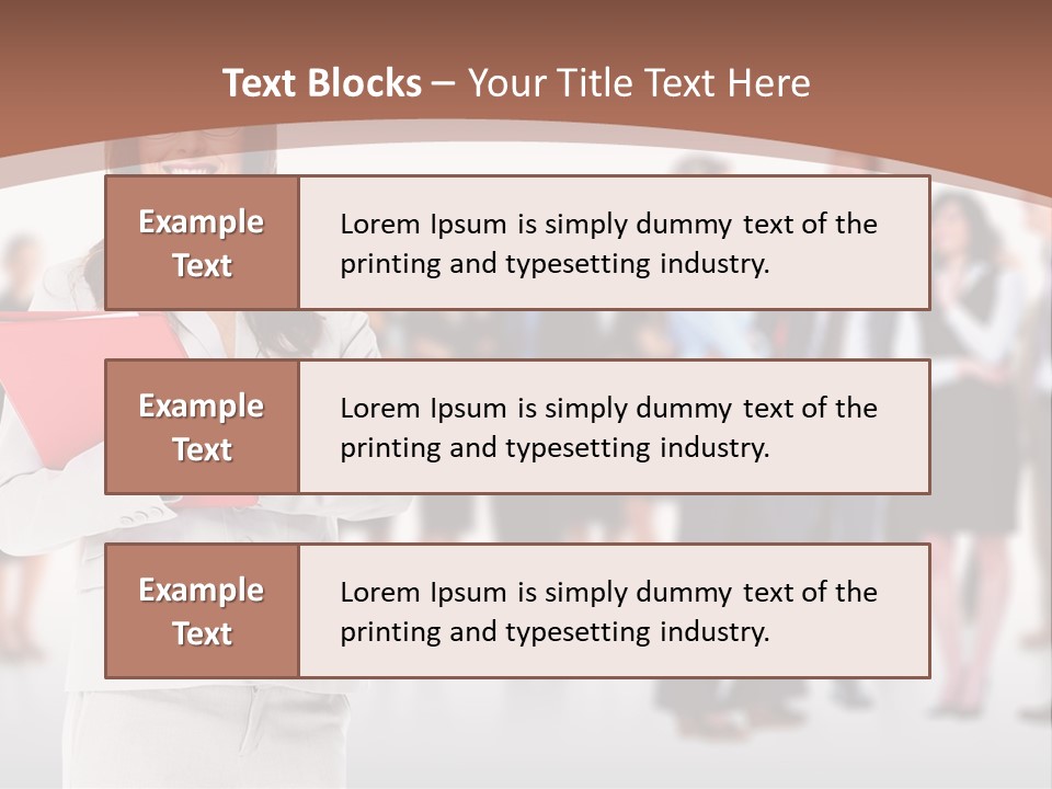 A Woman Holding A Red Folder In Front Of A Group Of People PowerPoint Template