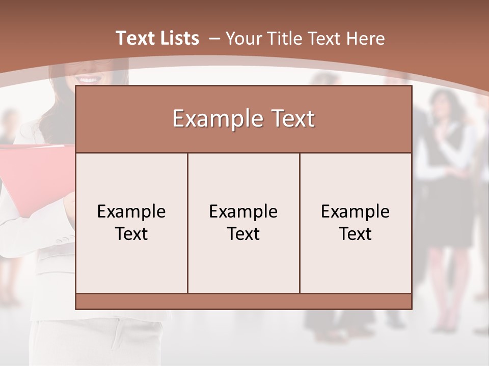 A Woman Holding A Red Folder In Front Of A Group Of People PowerPoint Template