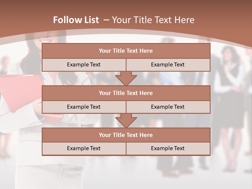A Woman Holding A Red Folder In Front Of A Group Of People PowerPoint Template