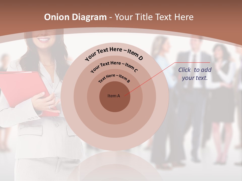 A Woman Holding A Red Folder In Front Of A Group Of People PowerPoint Template