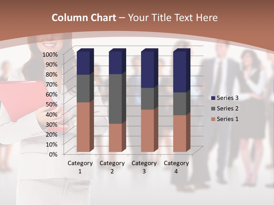 A Woman Holding A Red Folder In Front Of A Group Of People PowerPoint Template