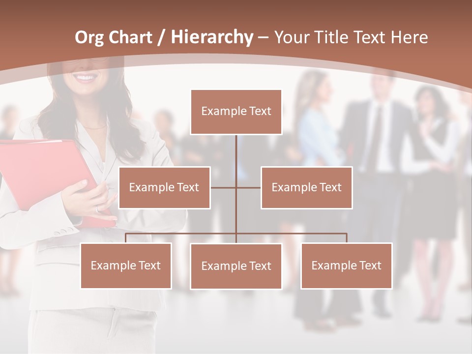 A Woman Holding A Red Folder In Front Of A Group Of People PowerPoint Template