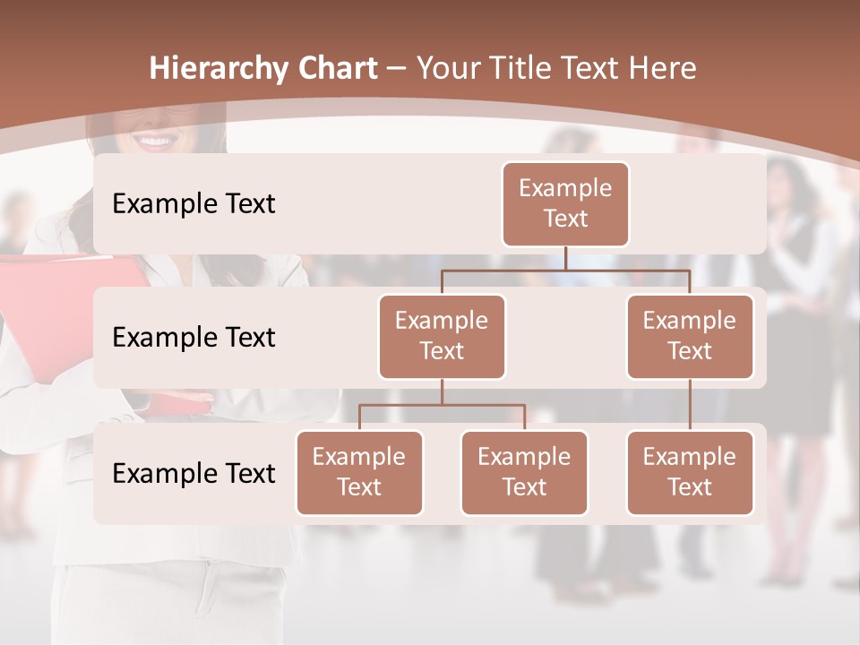 A Woman Holding A Red Folder In Front Of A Group Of People PowerPoint Template