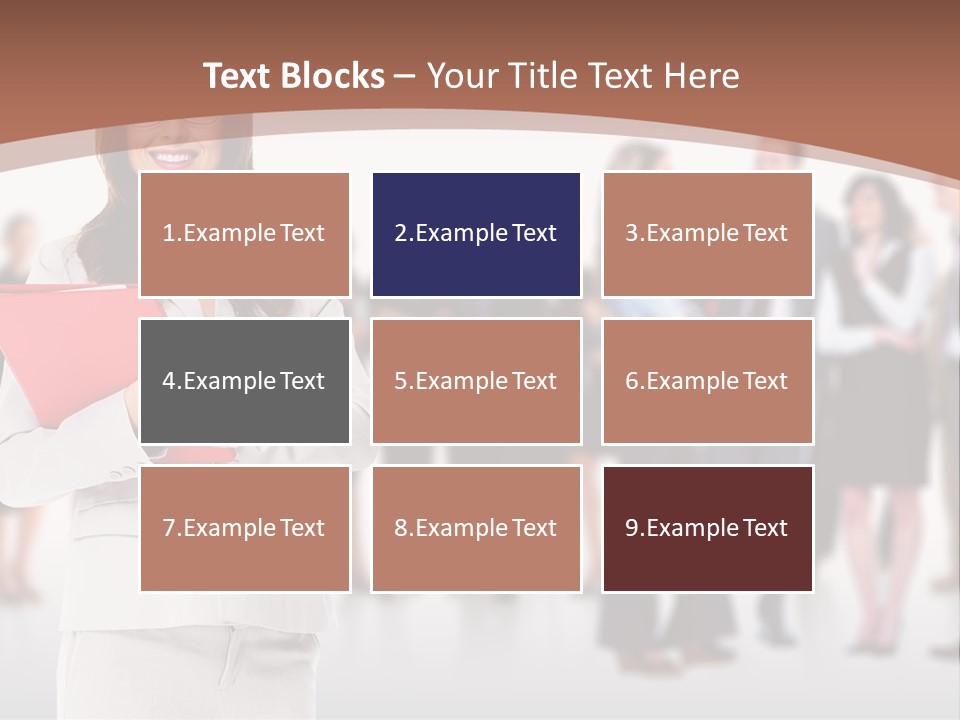 A Woman Holding A Red Folder In Front Of A Group Of People PowerPoint Template