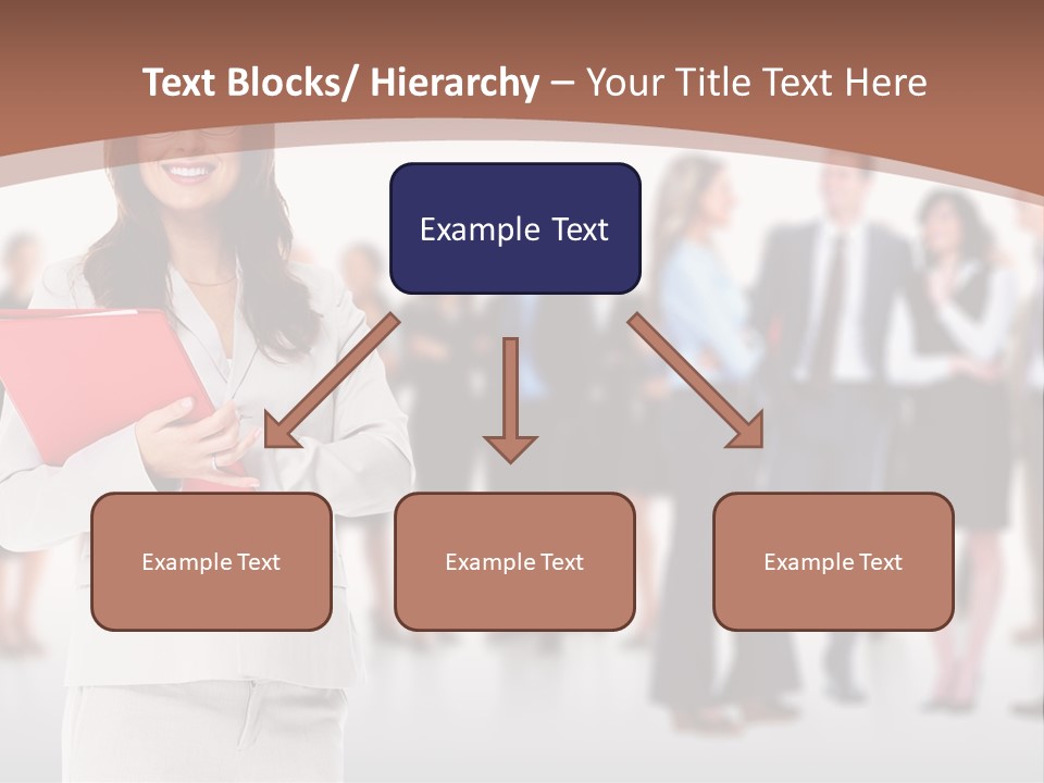 A Woman Holding A Red Folder In Front Of A Group Of People PowerPoint Template