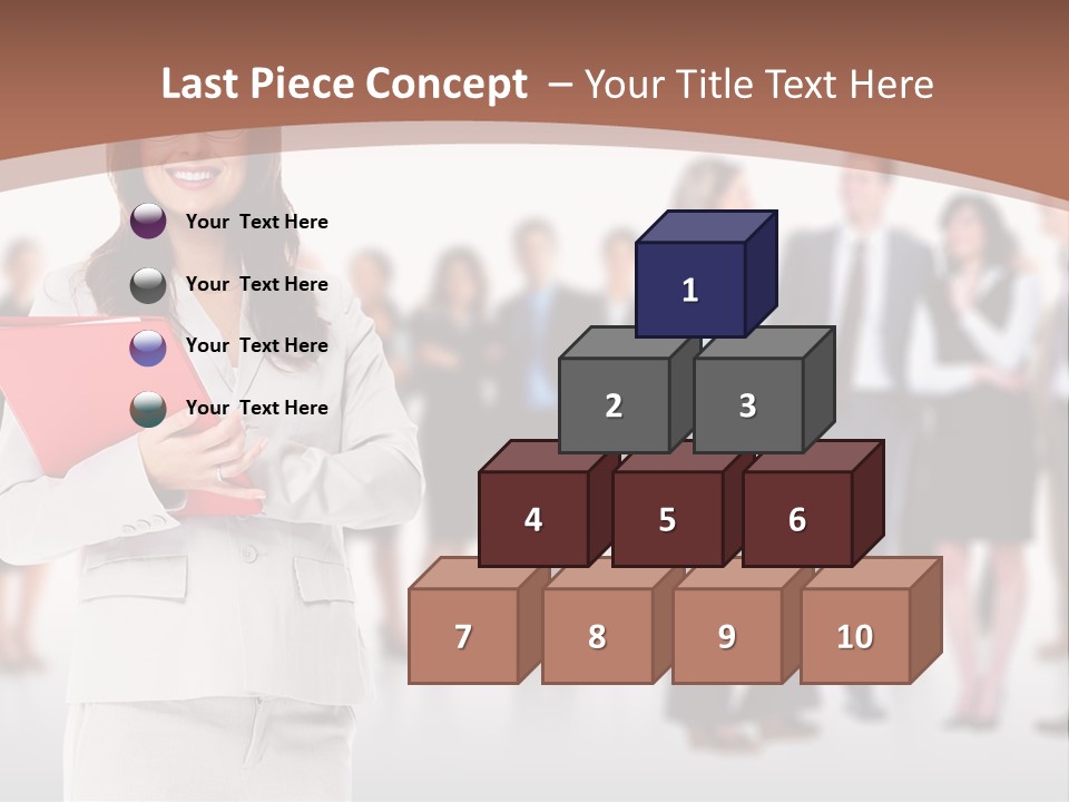 A Woman Holding A Red Folder In Front Of A Group Of People PowerPoint Template