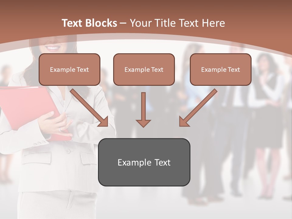 A Woman Holding A Red Folder In Front Of A Group Of People PowerPoint Template