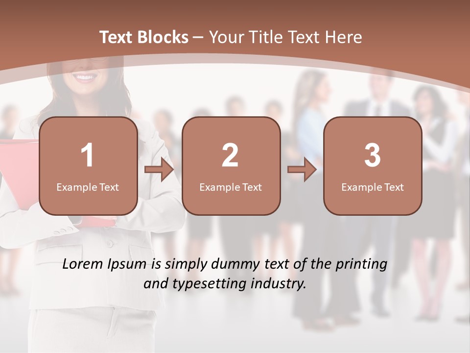 A Woman Holding A Red Folder In Front Of A Group Of People PowerPoint Template