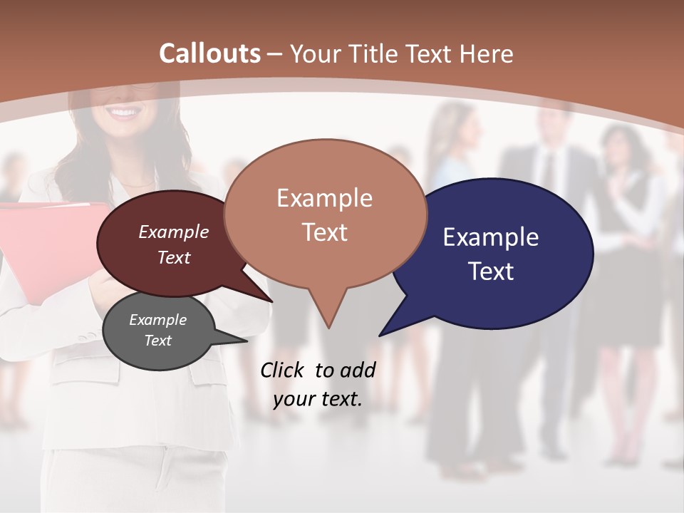 A Woman Holding A Red Folder In Front Of A Group Of People PowerPoint Template