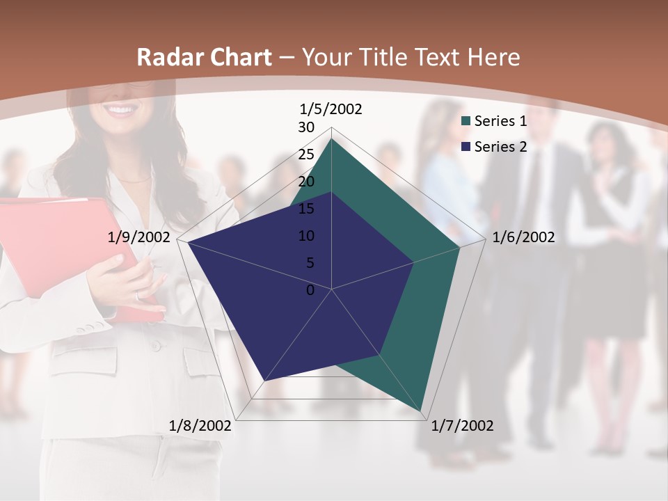 A Woman Holding A Red Folder In Front Of A Group Of People PowerPoint Template