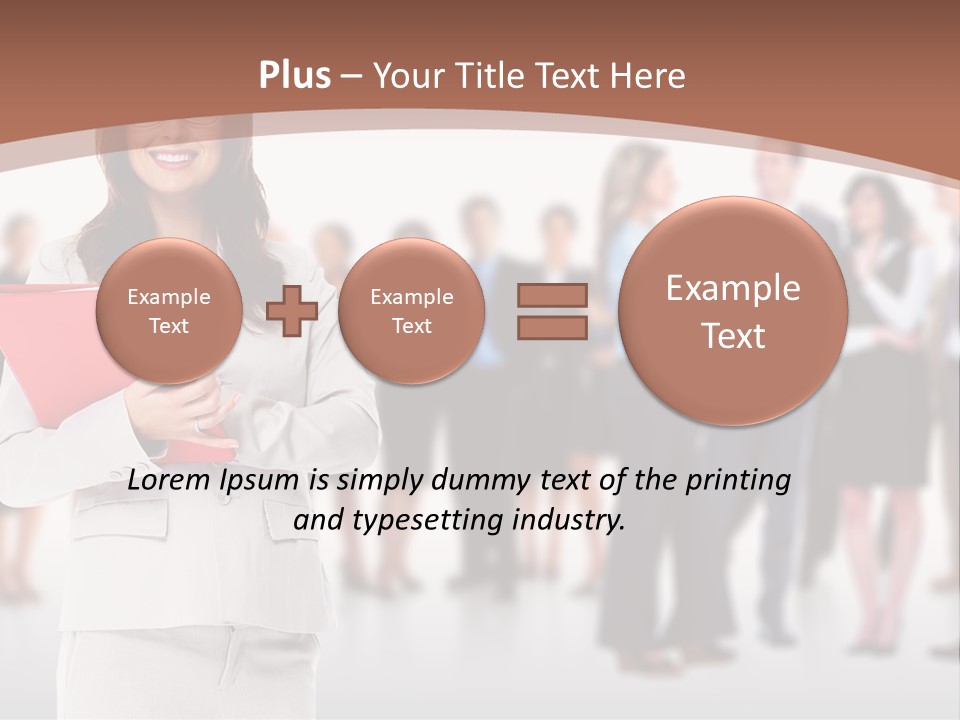A Woman Holding A Red Folder In Front Of A Group Of People PowerPoint Template