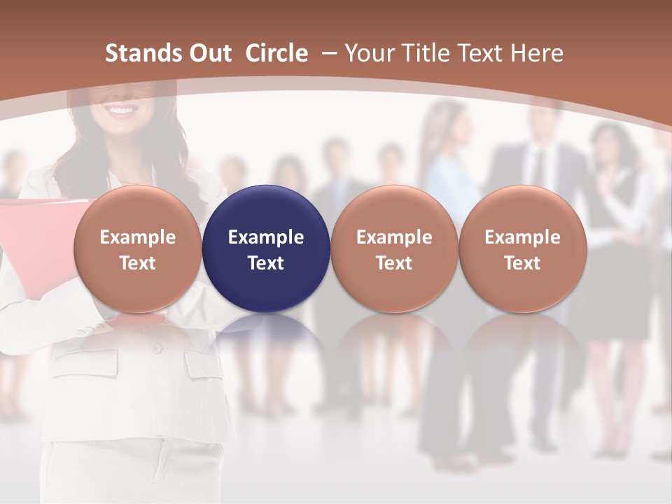 A Woman Holding A Red Folder In Front Of A Group Of People PowerPoint Template