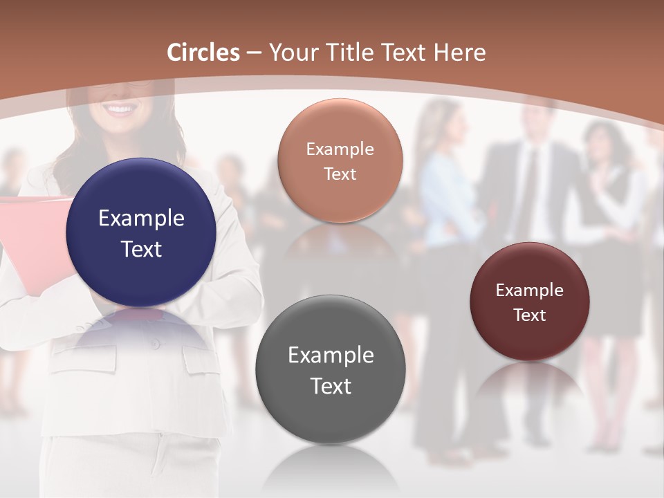 A Woman Holding A Red Folder In Front Of A Group Of People PowerPoint Template