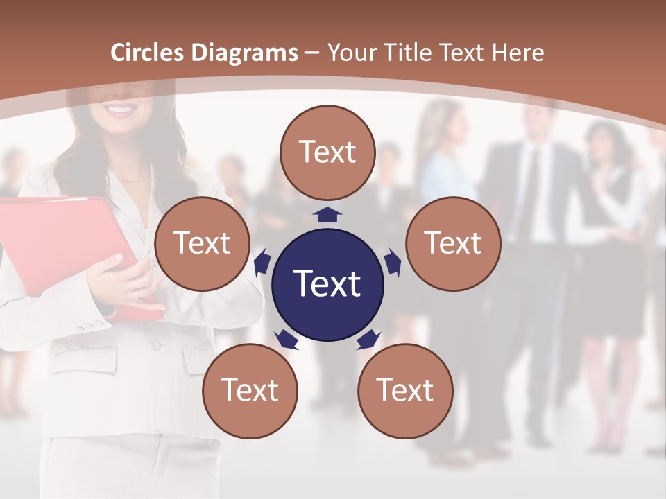 A Woman Holding A Red Folder In Front Of A Group Of People PowerPoint Template