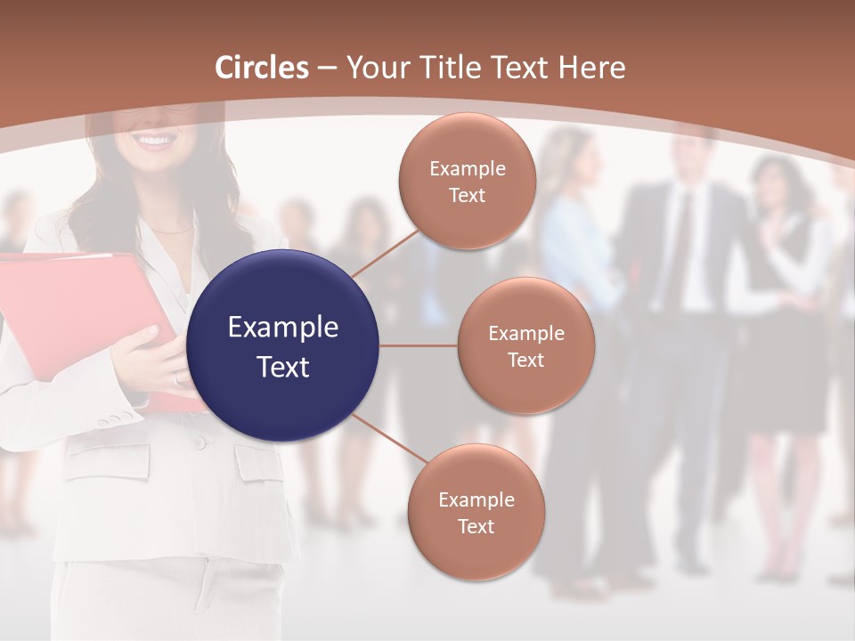 A Woman Holding A Red Folder In Front Of A Group Of People PowerPoint Template