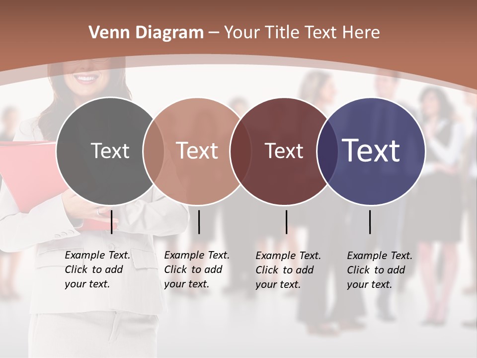 A Woman Holding A Red Folder In Front Of A Group Of People PowerPoint Template