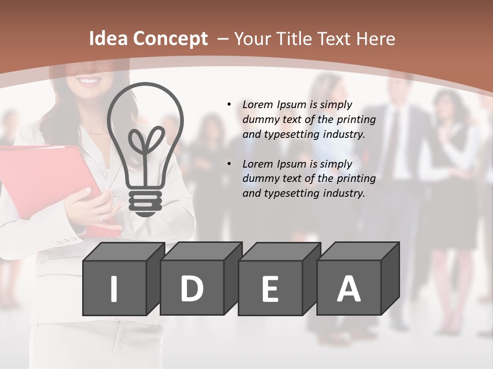 A Woman Holding A Red Folder In Front Of A Group Of People PowerPoint Template