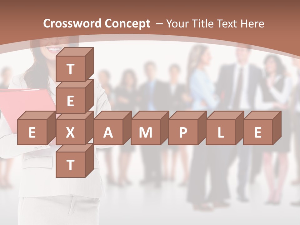 A Woman Holding A Red Folder In Front Of A Group Of People PowerPoint Template