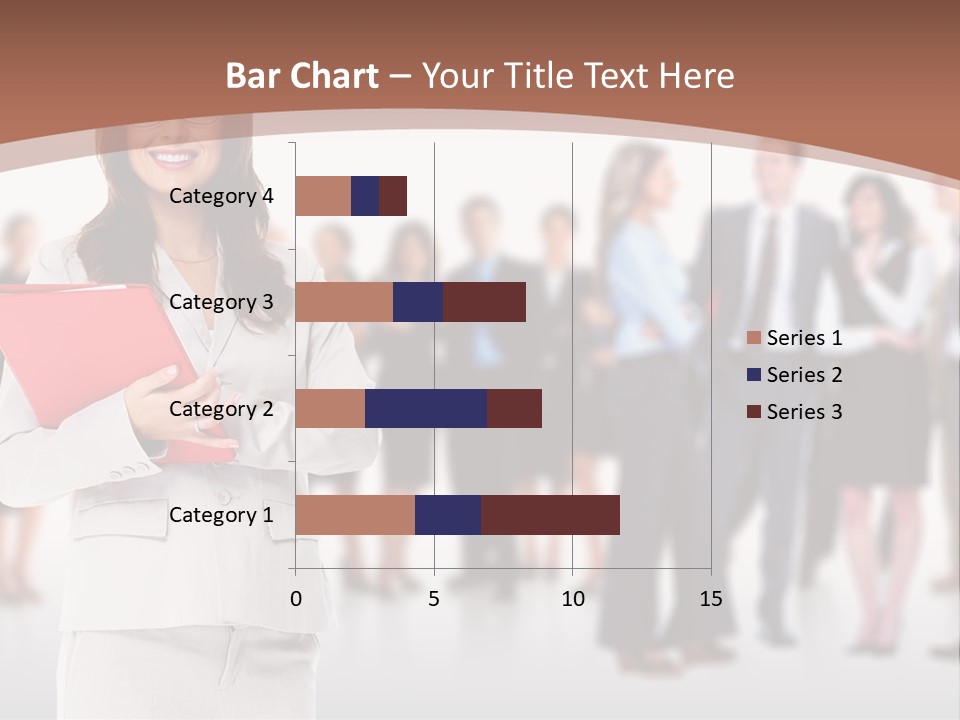 A Woman Holding A Red Folder In Front Of A Group Of People PowerPoint Template