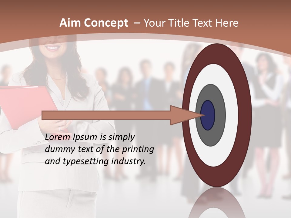 A Woman Holding A Red Folder In Front Of A Group Of People PowerPoint Template