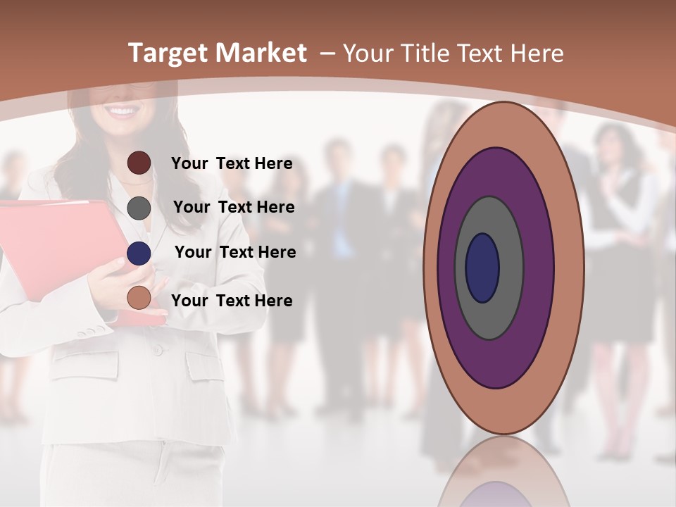 A Woman Holding A Red Folder In Front Of A Group Of People PowerPoint Template