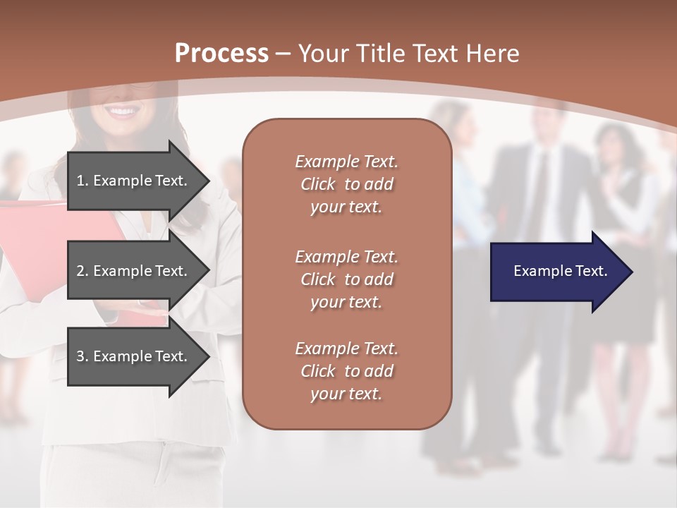 A Woman Holding A Red Folder In Front Of A Group Of People PowerPoint Template