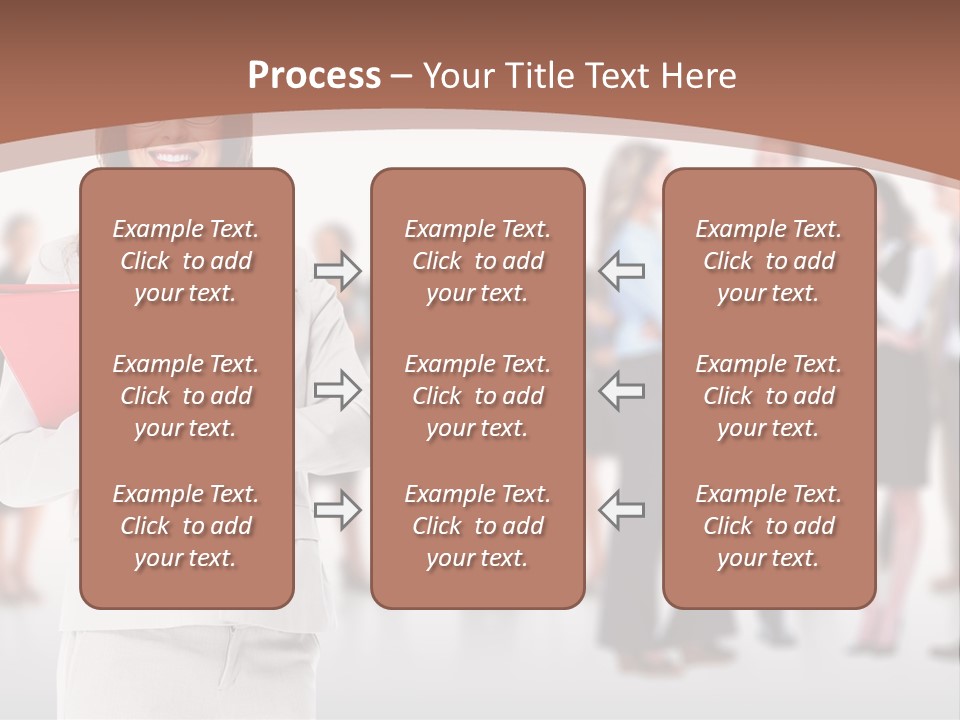 A Woman Holding A Red Folder In Front Of A Group Of People PowerPoint Template