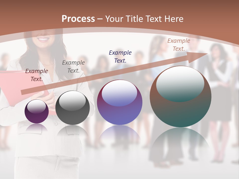 A Woman Holding A Red Folder In Front Of A Group Of People PowerPoint Template