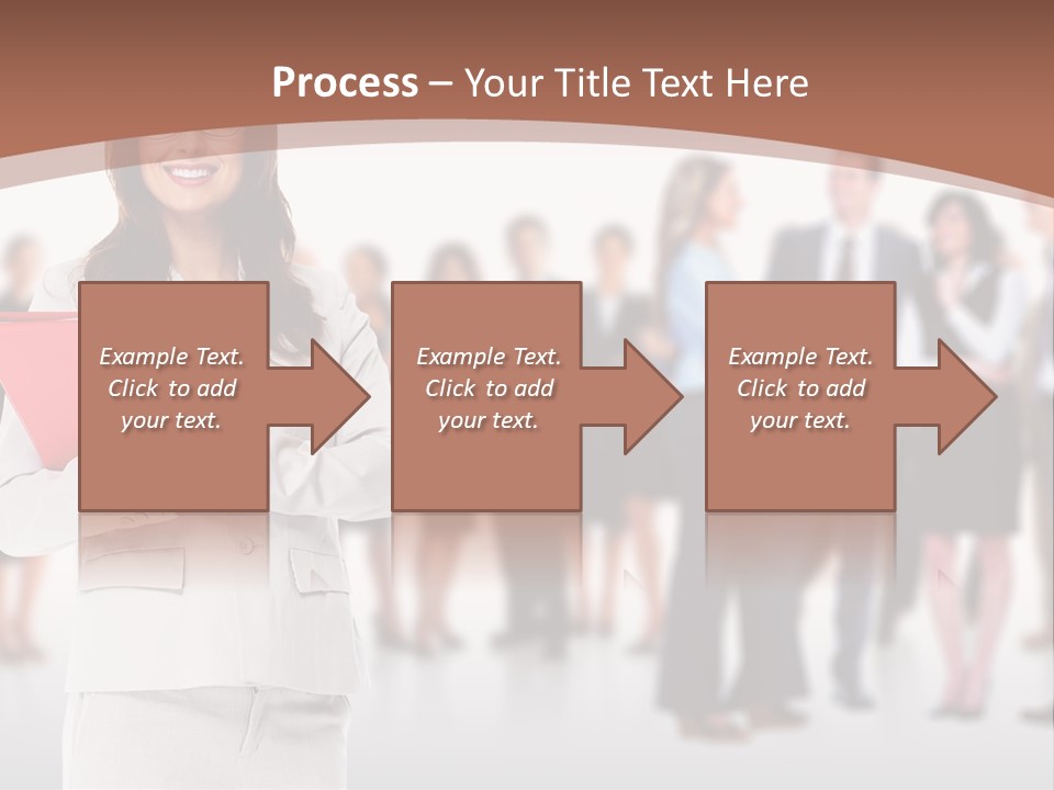 A Woman Holding A Red Folder In Front Of A Group Of People PowerPoint Template