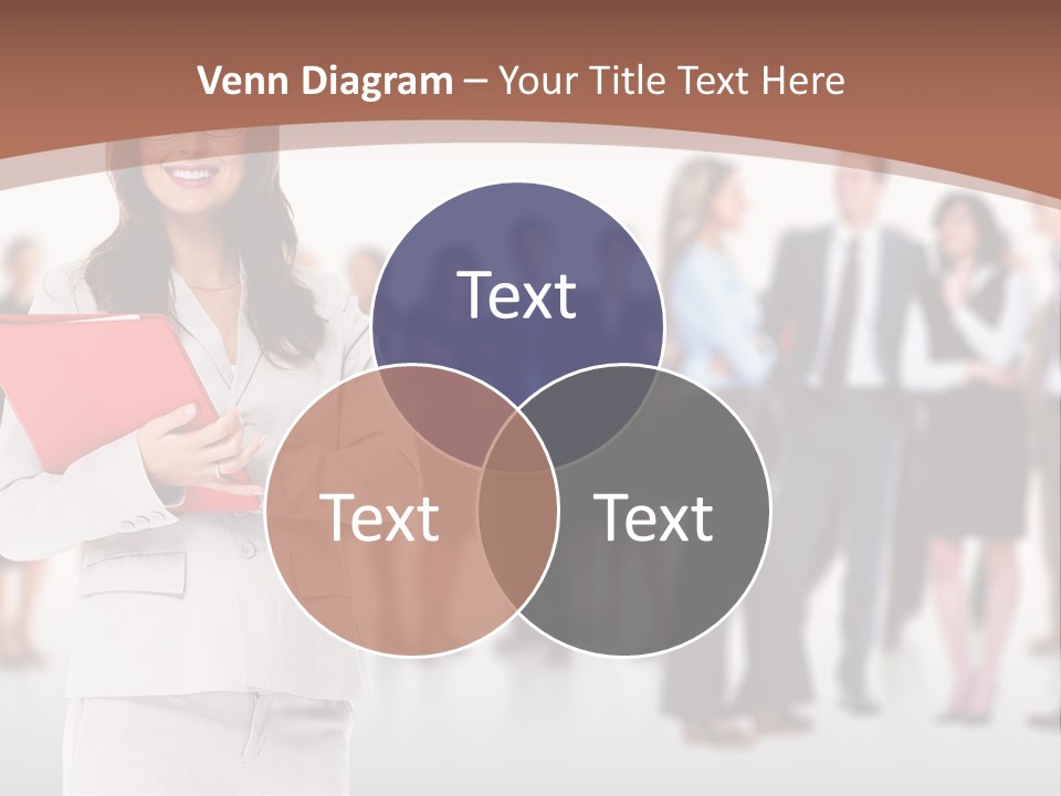 A Woman Holding A Red Folder In Front Of A Group Of People PowerPoint Template